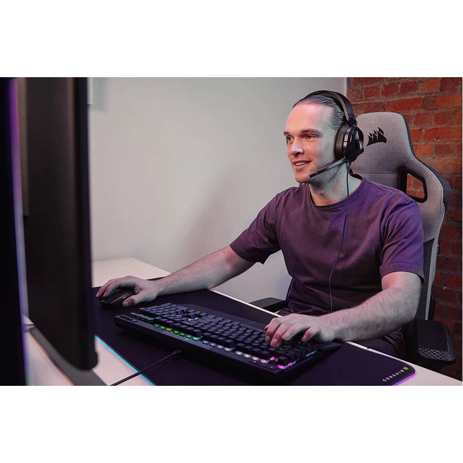 Alt View 3. CORSAIR - Corsair HS55 STEREO Wired Gaming Headset - Carbon - Stereo - Mini-phone (3.5mm) - Wired - 32 Ohm - 20 Hz to 20 kHz - Unknown.