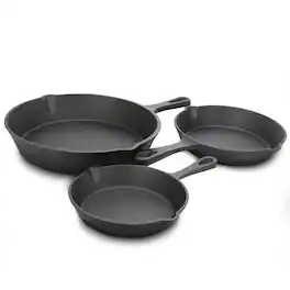 Gibson - General Store Addlestone 3 Piece Preseasoned Cast Iron Skillet Set - Black