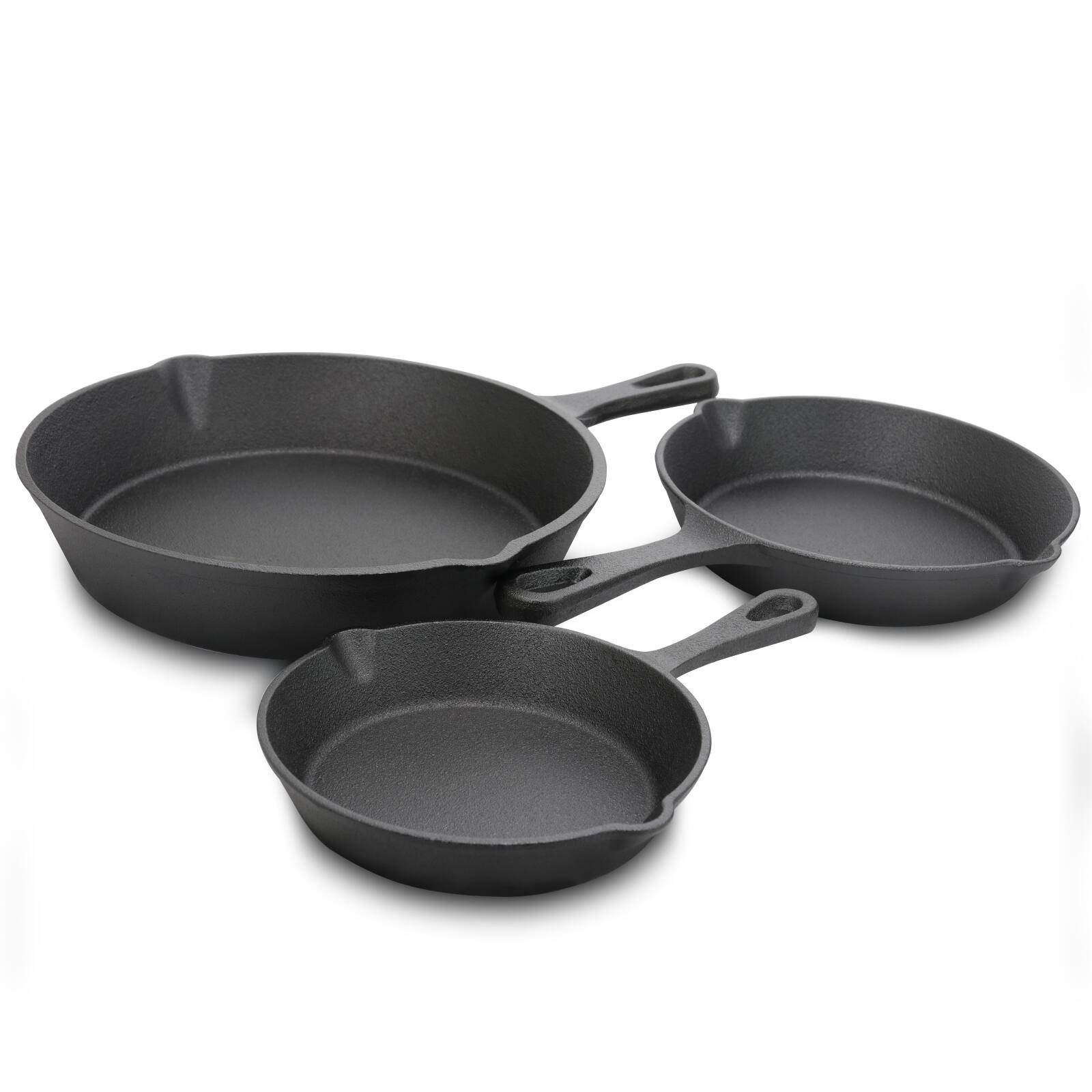 Front. Gibson - Gibson General Store Addlestone 3 Piece Preseasoned Cast Iron Skillet Set - Black.