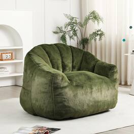 Trinkets Crazed - Bean Bag Chair with Arms,Comfy Faux Fur Boneless Beanbag Chairs for Adults and Kids - Green