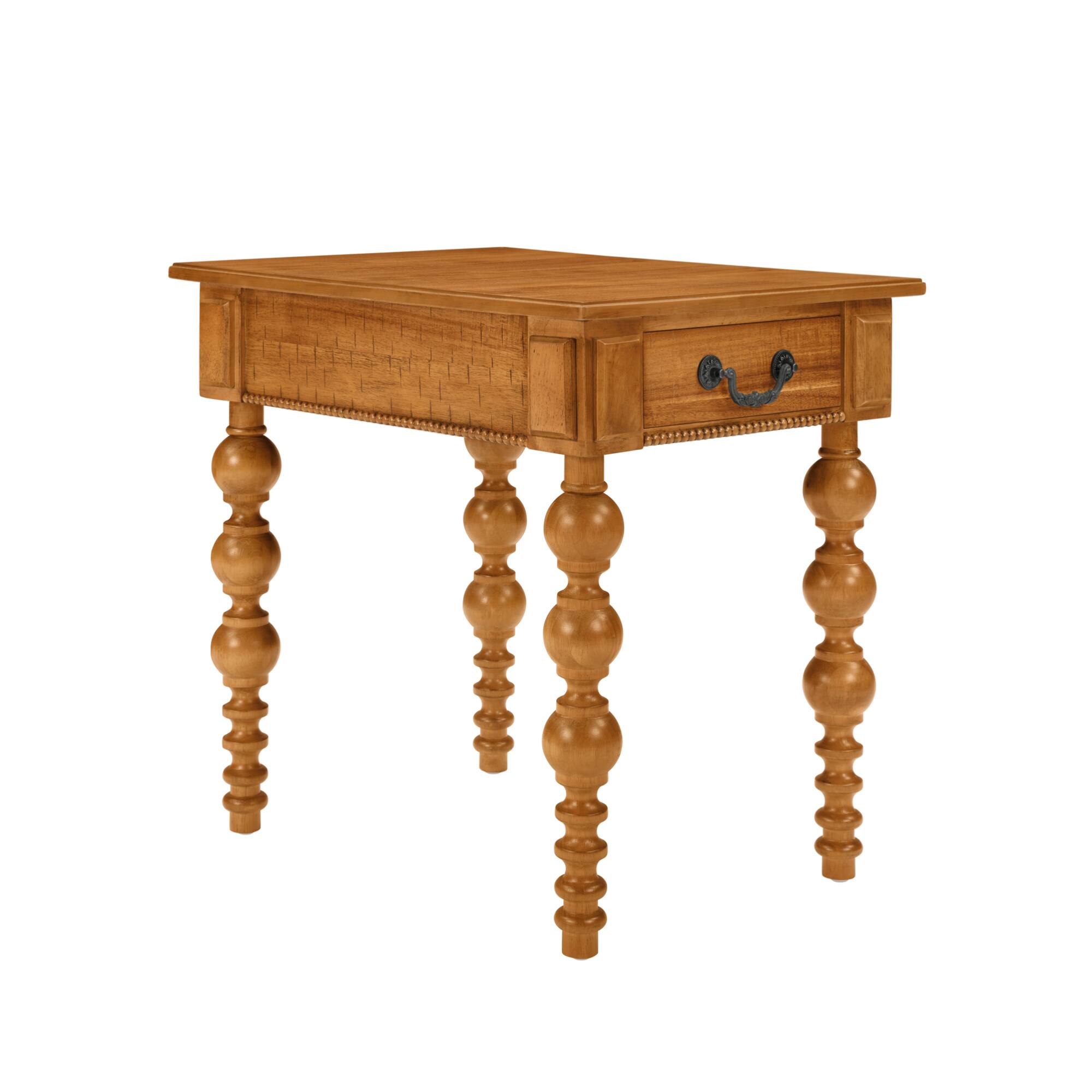 Alt View 8. GOODSILO - Solid Wood End Table with Drawer, Vintage Narrow Sofa Side Table for Living Room - Natural.