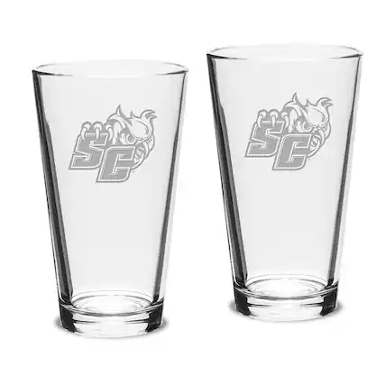 Front. Jardine - Southern Connecticut State Owls 16oz. Two-Piece Classic Pub Glass Set - Multicolor.