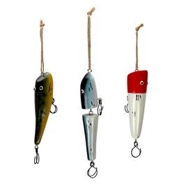 Things2Die4 - Set of 3 Hanging Fishing Lure Ornaments Hand Painted Resin Nautical Decor - Multicolored