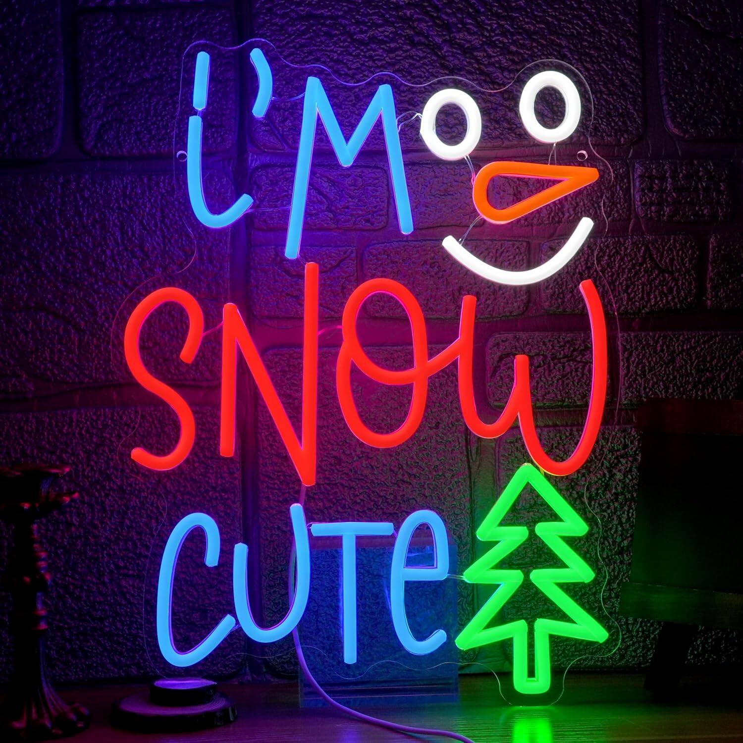 Auledio I'm Snow Cute Neon Sign Christmas Tree Neon Light for Wall ...