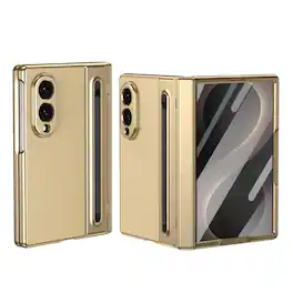 Dteck - Full Body Case for Samsung Galaxy Z Fold8, Rugged Cover with Screen Protector, Hinge Protection & Stylus Pen - Gold