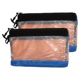 Unique Bargains - 2pcs Canvas Tool Pouch, 12" Multi Purpose Zipper Bag with Clear Window & Metal Hooks, Waterproof - Blue
