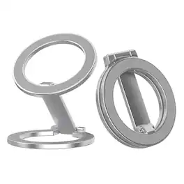 Dteck - Magnetic Phone Ring Holder For iPhone/Samsung/Google Series Adjustable Metal Stand Fit for Mag Safe & Car Mount - Silver