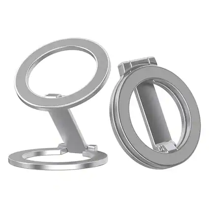 Front. Dteck - Magnetic Phone Ring Holder For iPhone/Samsung/Google Series Adjustable Metal Stand Fit for Mag Safe & Car Mount - Silver.