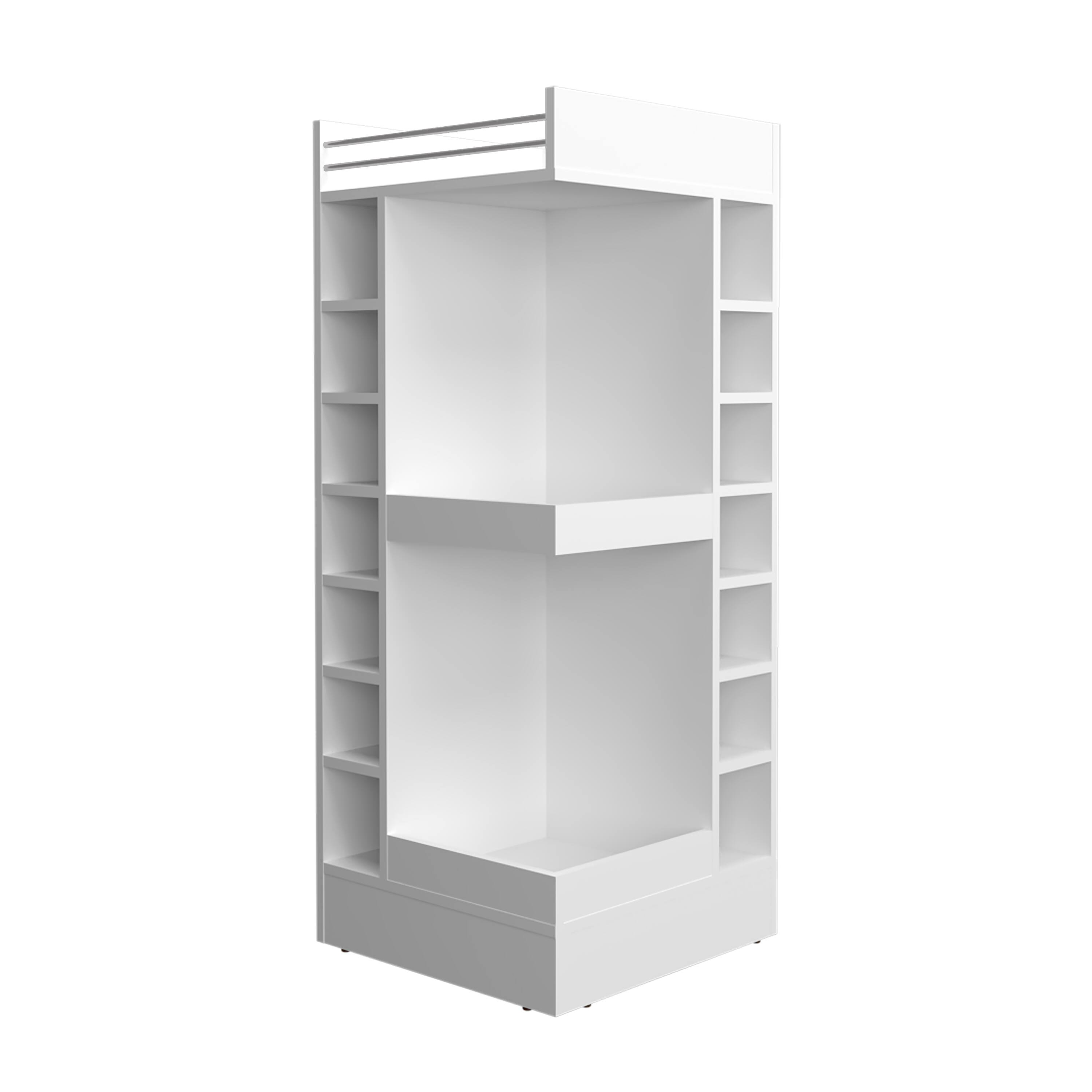 Alt View 2. TuHome - Lyman 46" Tall 3-Tier Corner Bar Cabinet With Fourteen Wine Bottle Cubbies, Living Room, Liquor Cabinet, Storage Cabinet - White.