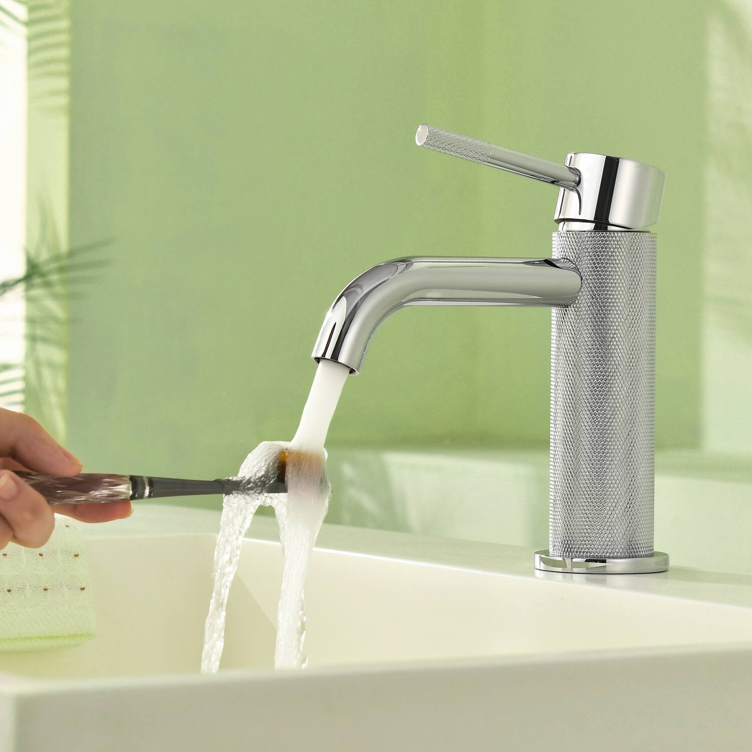 Alt View 3. Boyel Living - Chrome Carved Solid Brass Bathroom Faucet Single Handle - Chrome.