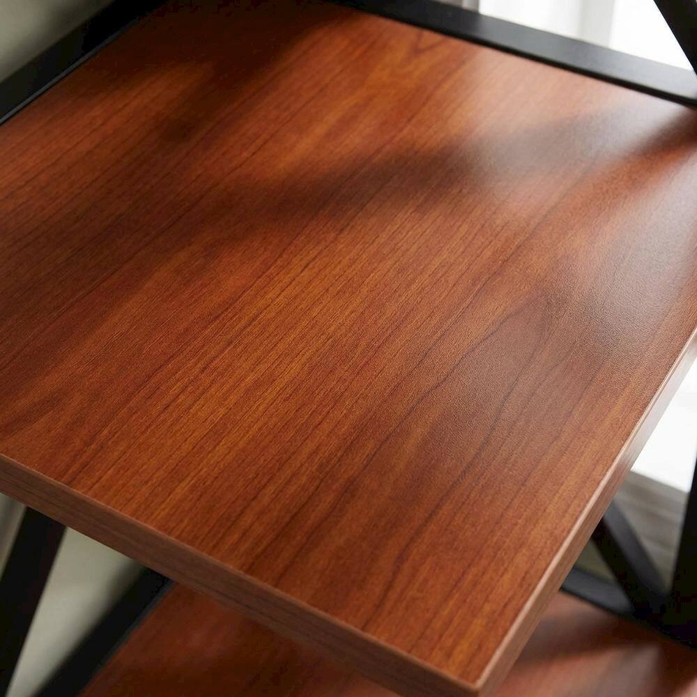 Alt View 2. FurniFact - Multi-tier corner bookcase with durable finish - Cherry.