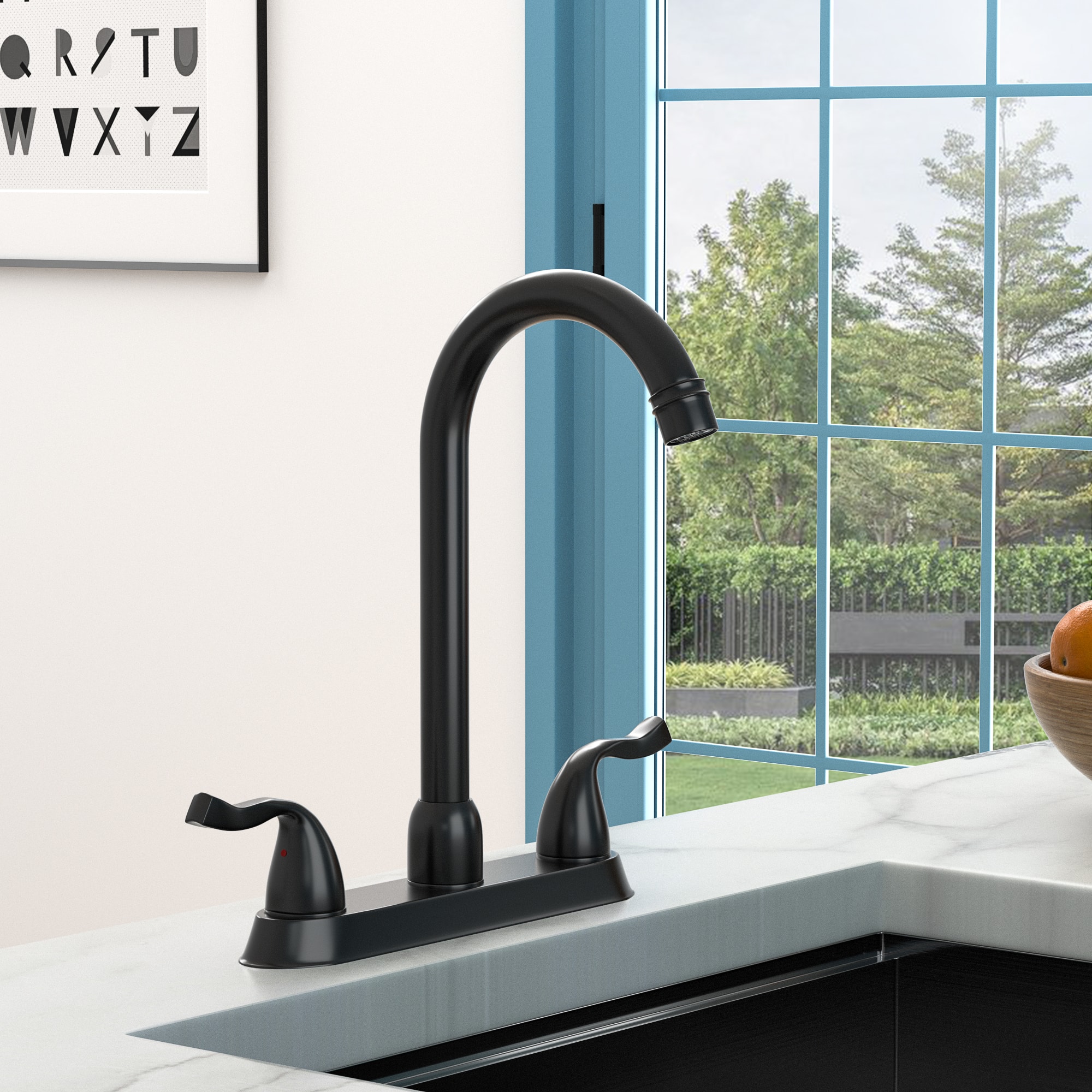 Kitchen Sink Faucet with 2 Handles 3-Hole Installation