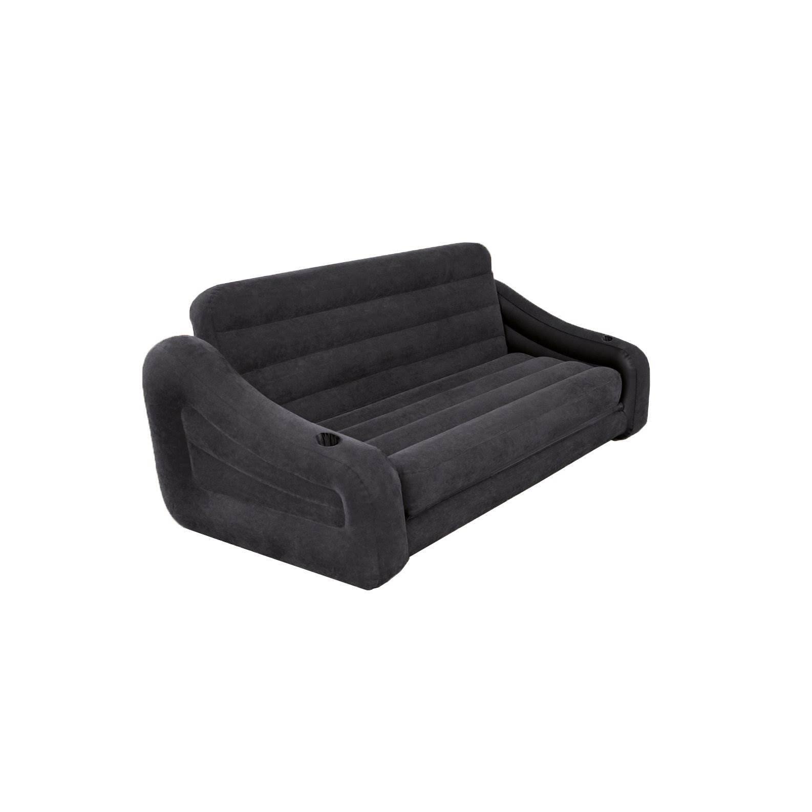 Front. Intex - Inflatable Queen Size Pull Out Futon Sofa Couch Sleep Away Bed - Gray.