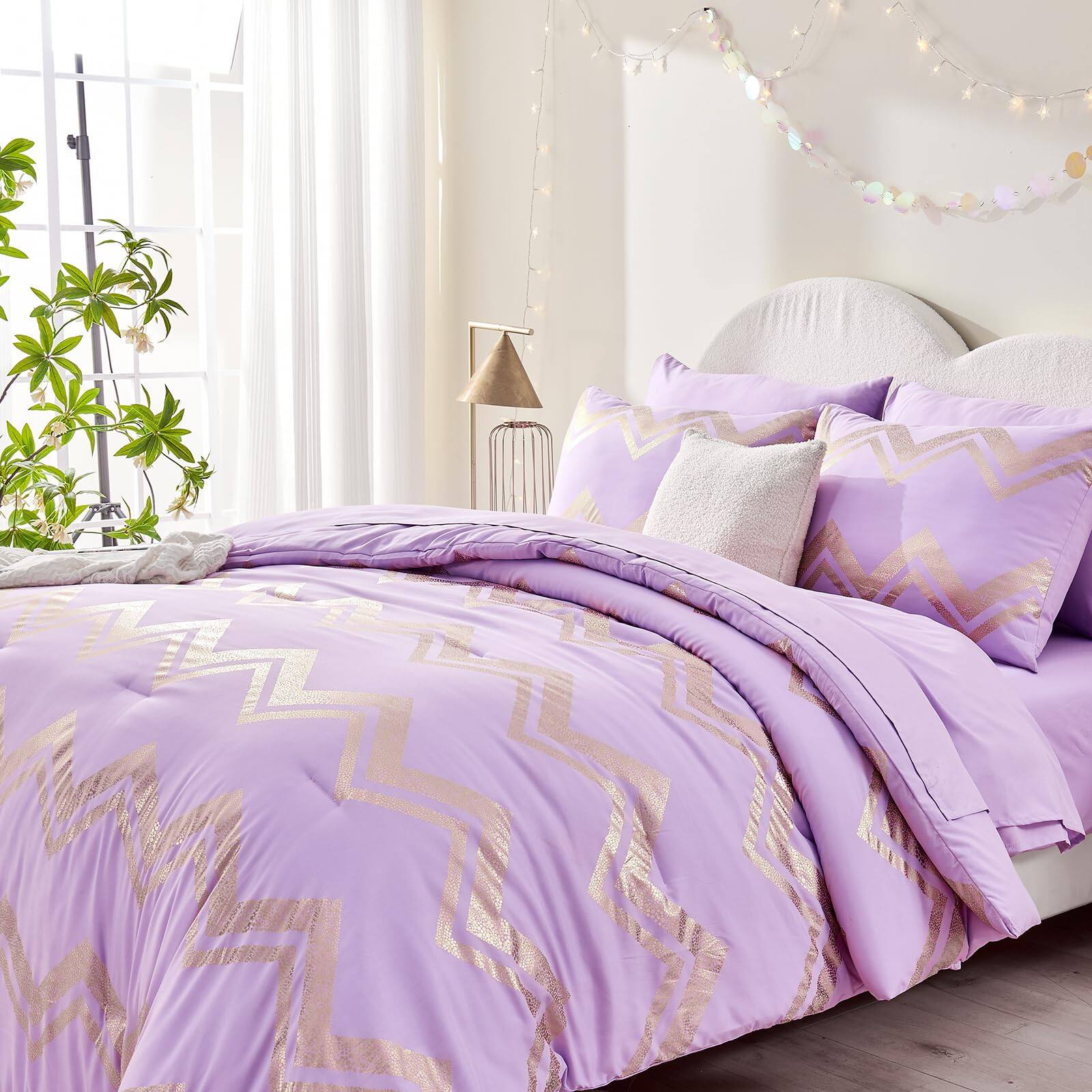 Alt View 4. Dapper Styles - Twintwin Xl Comforter Set For Bedding Sets Lavender Bed In A Bag With Flat Sheet Fitted 1 Pillowcase And Pi... - Pink-Twin / Twin XL.