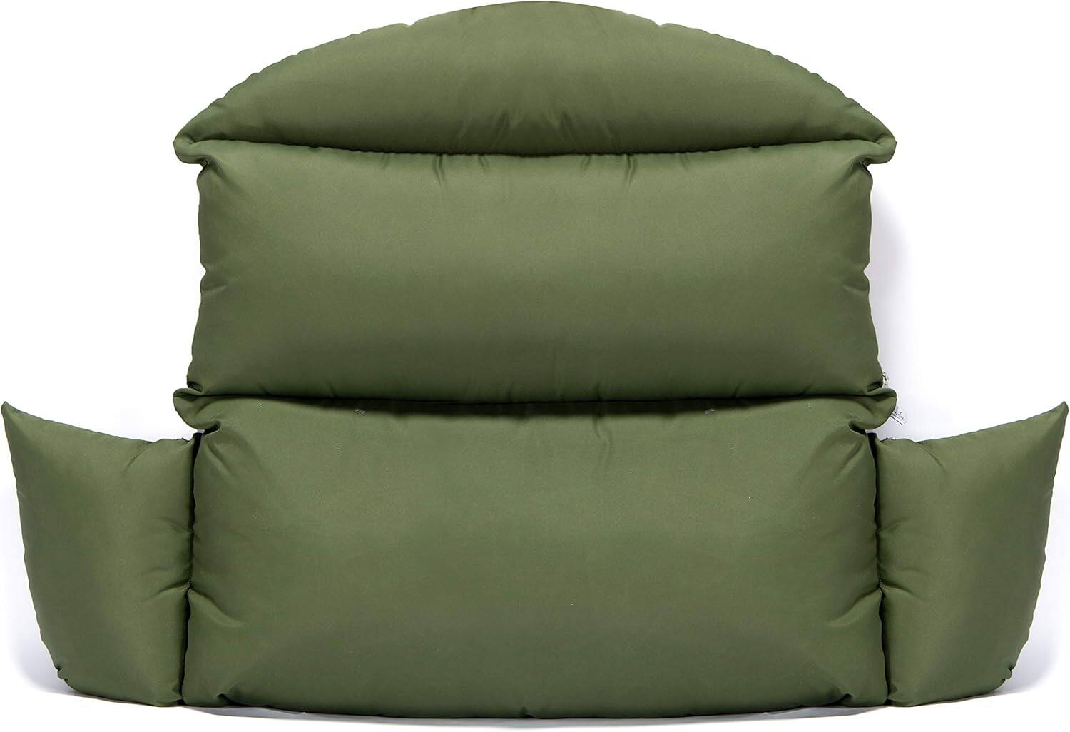 Angle. LeisureMod - LeisureMod 2-Person Swing Chair Cushion, Plush Oxford Fabric, Weather-Resistant Hanging Egg Chair Replacement - Dark Green.
