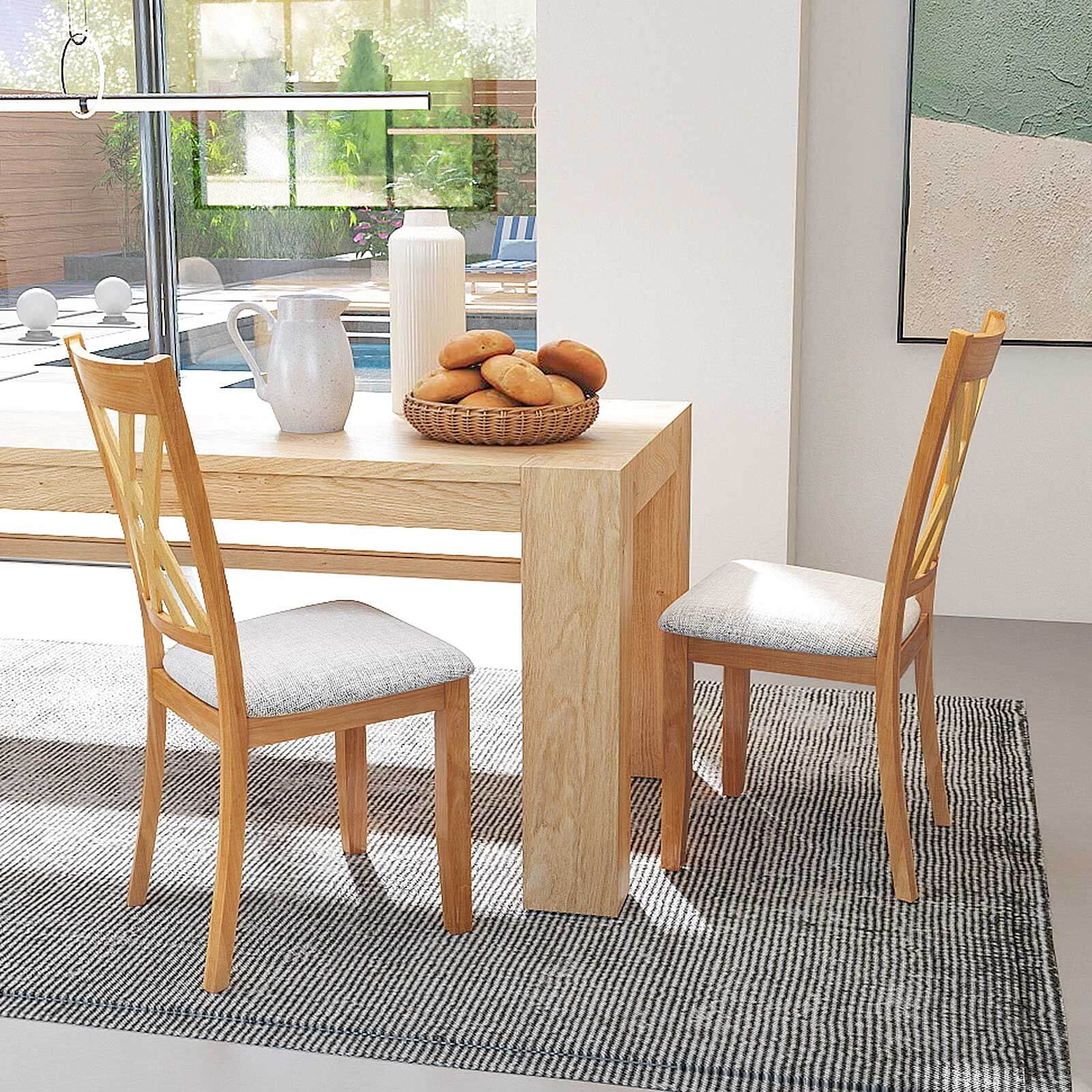 Alt View 3. Costway - Costway 4 PCS Linen Fabric Upholstered Kitchen Armless Chairs with Rubber Wood Frame - Natural.