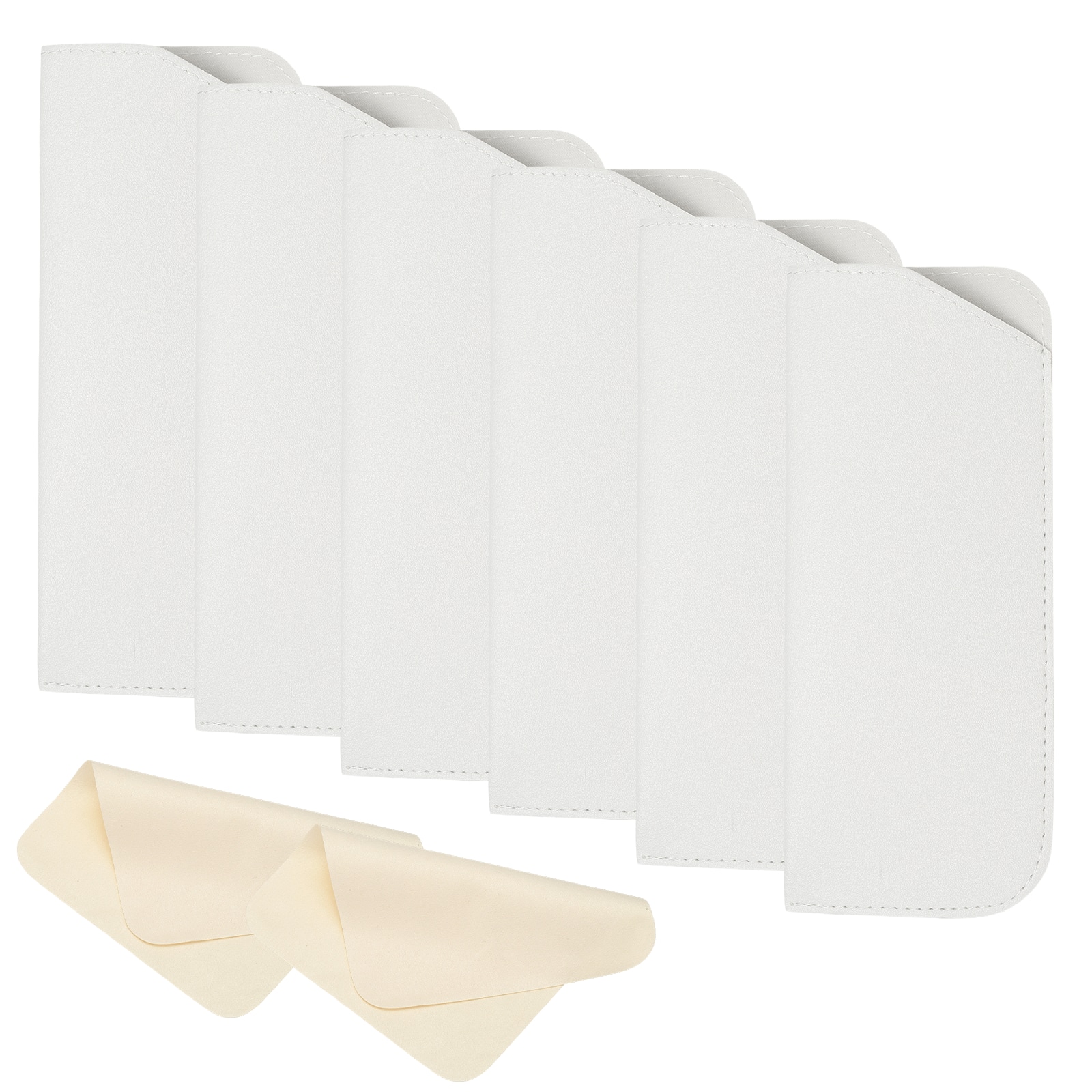 "Unique Bargains - 6pcs Leather Eyeglass Case 3x6.9"" Sleeve Pouch with 2 Cleaning Cloths for Eyewear - White" price history on PriceWatchPro