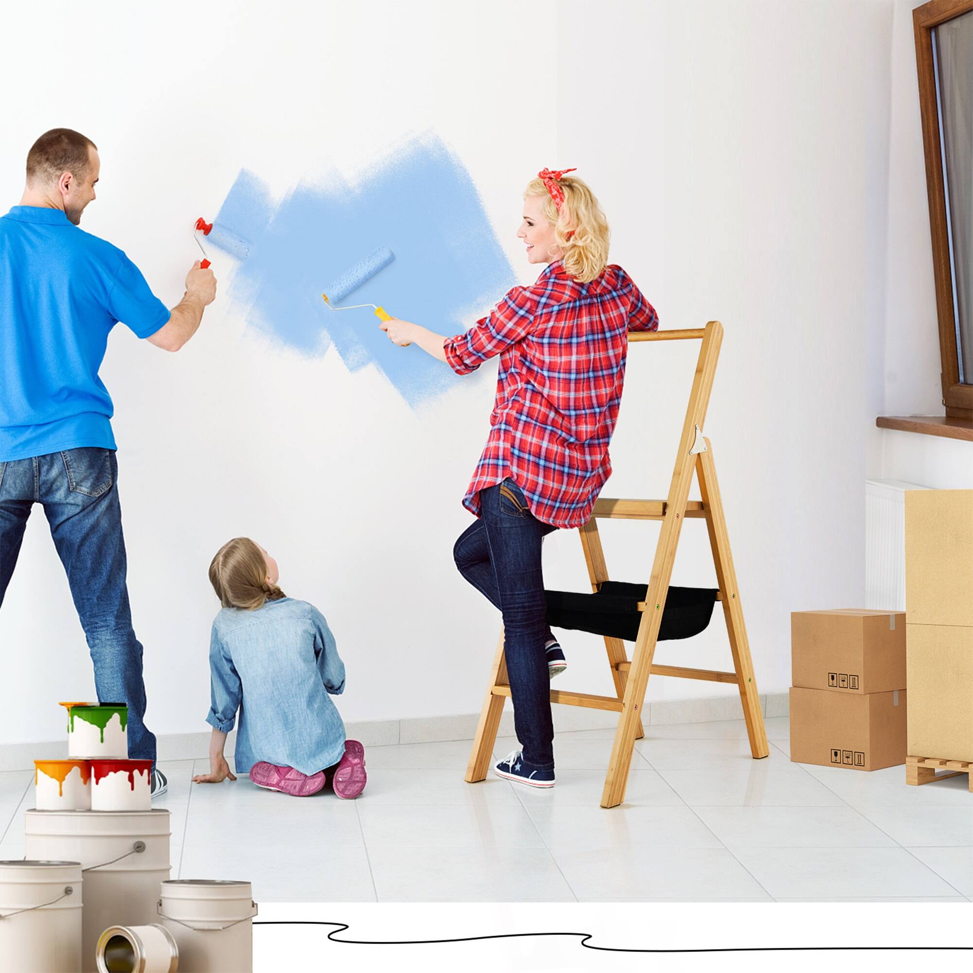 Alt View 3. Costway - Costway 3 Step Ladder Foldable Bamboo Step Stool 330Lbs Capacity with Tool Storage Bag - Natural.