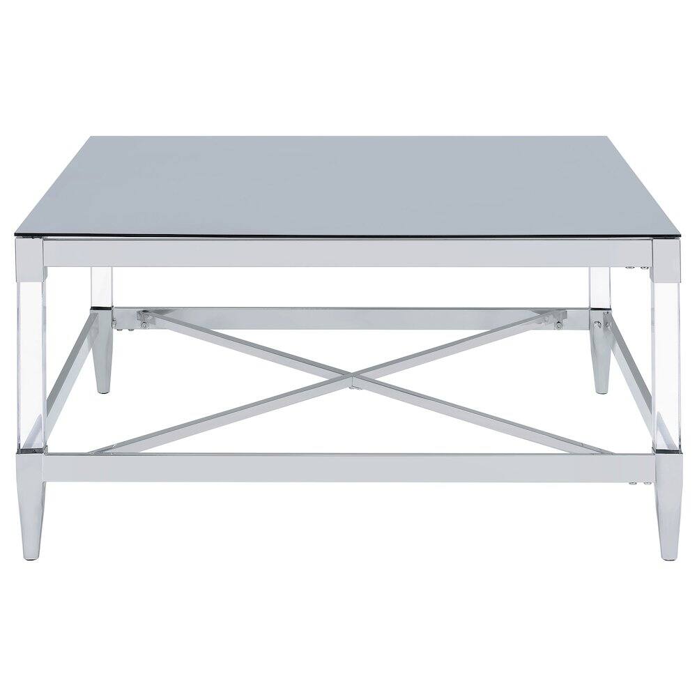 Alt View 2. Coaster Co. of America - Lindley Square Tempered Mirror Acrylic Coffee Table Chrome - Silver.