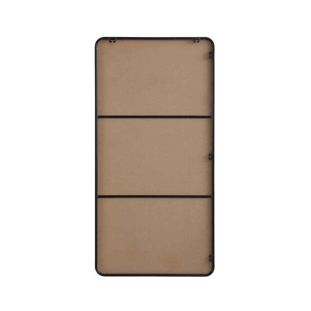 Angle. Elegant Decor - Contour Metal Rectangle Mirror 30x60 in Black - Black.