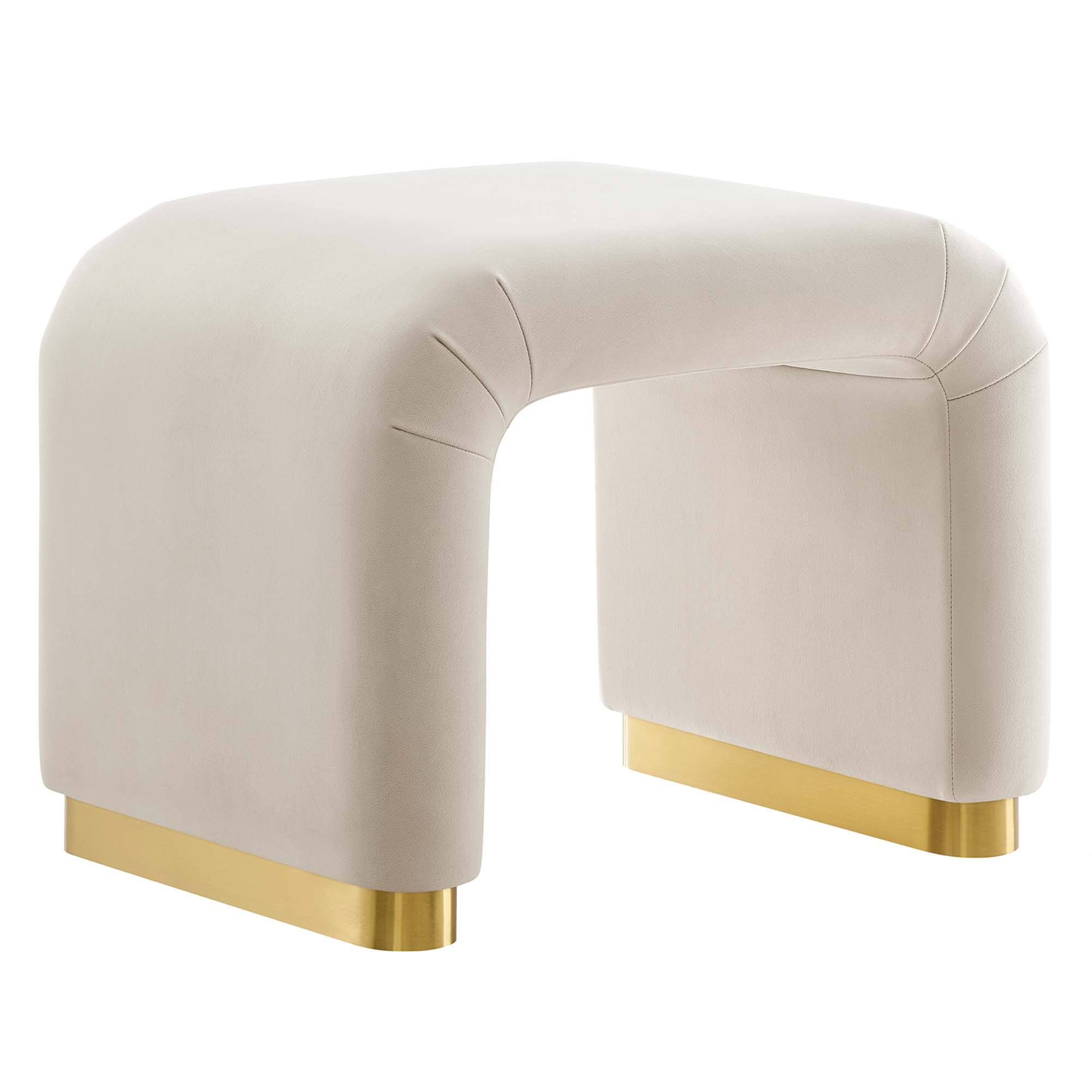 Angle. Modway - Koda Performance Velvet Waterfall Stool by Modway - Brass Almond.