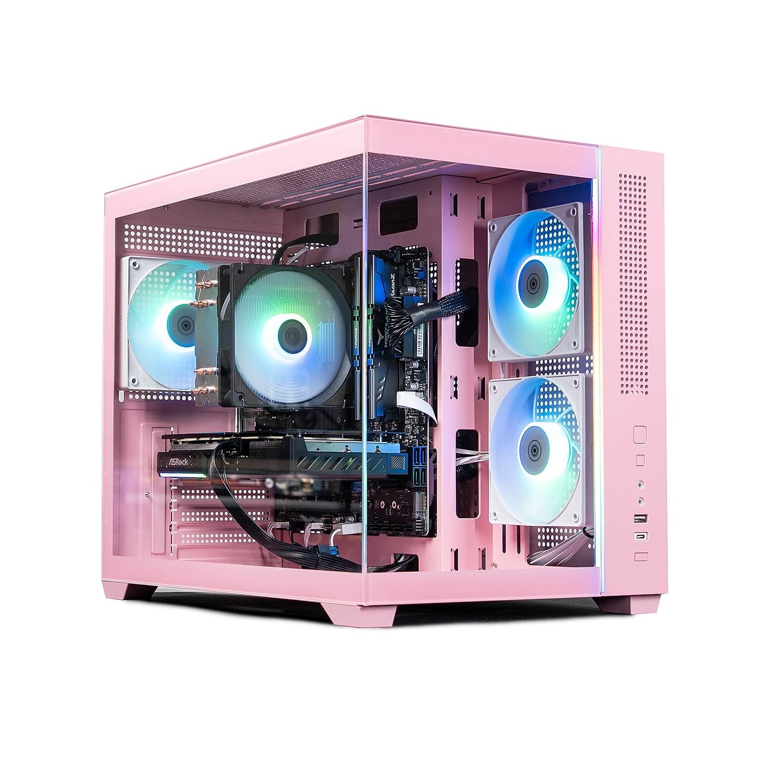 Front. Skytech Gaming - Skytech AURORA - AMD Ryzen 7 5700, 5060, 16GB 3200 MHz DDR4 SDRAM, 650W GOLD PSU - Pink.