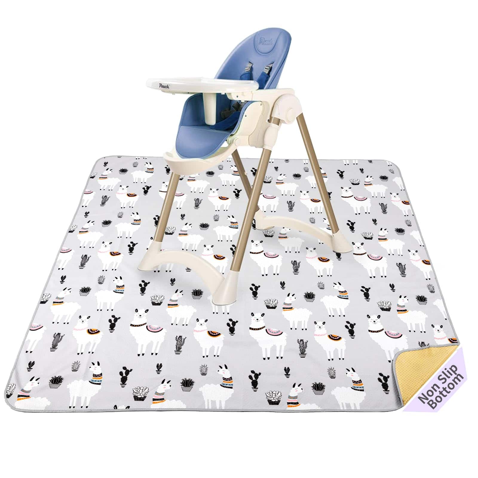 Cedar Assembly - Splat Mat For Under High Chair/arts/crafts/outdoor Picnic Washable Spill Waterproof Anti-slip Floor Splash - 51"x51"cactus Alpaca