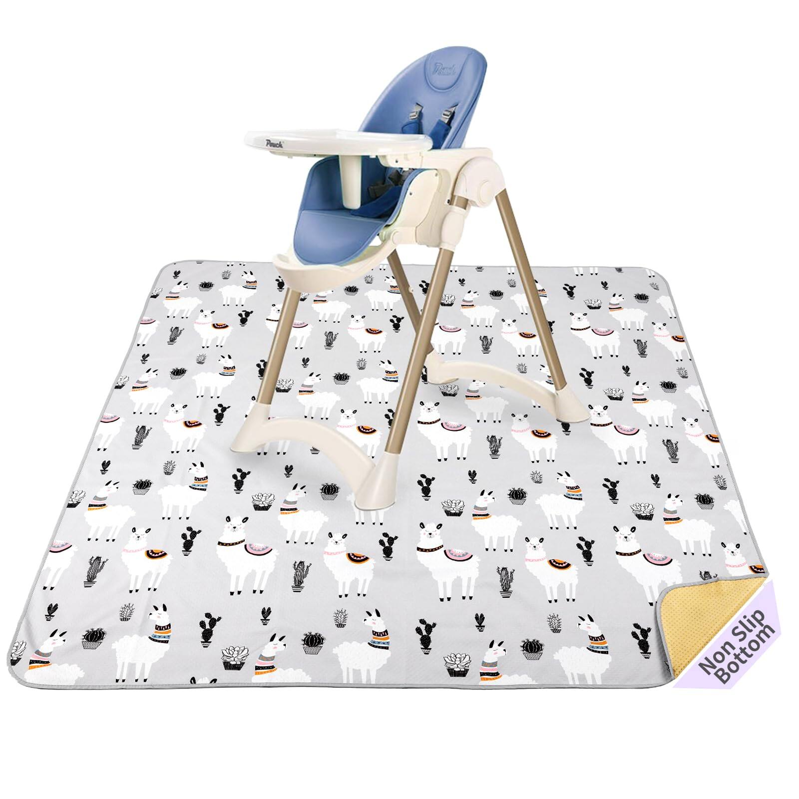 Cedar Assembly - Splat Mat For Under High Chair/arts/crafts/outdoor Picnic Washable Spill Waterproof Anti-slip Floor Splash - 51"x51"cactus Alpaca