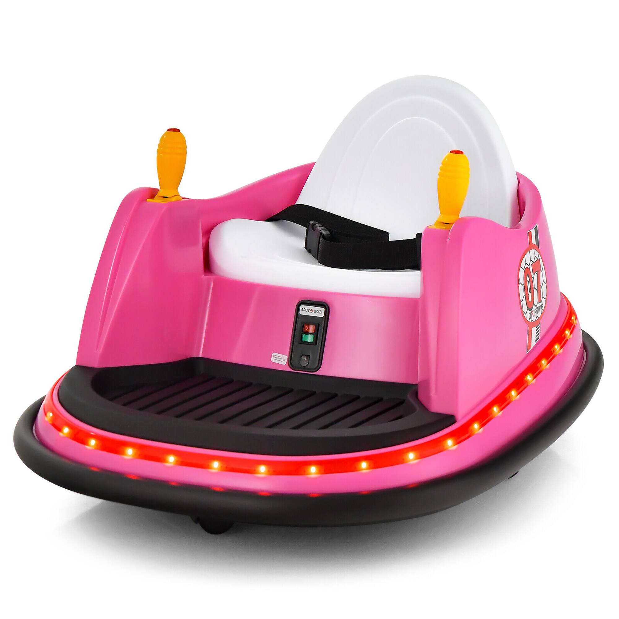 Gymax - 12V Vehicle 360 Degree Spin Race Toy Kids Ride On Bumper Car w/ Remote Control - Pink
