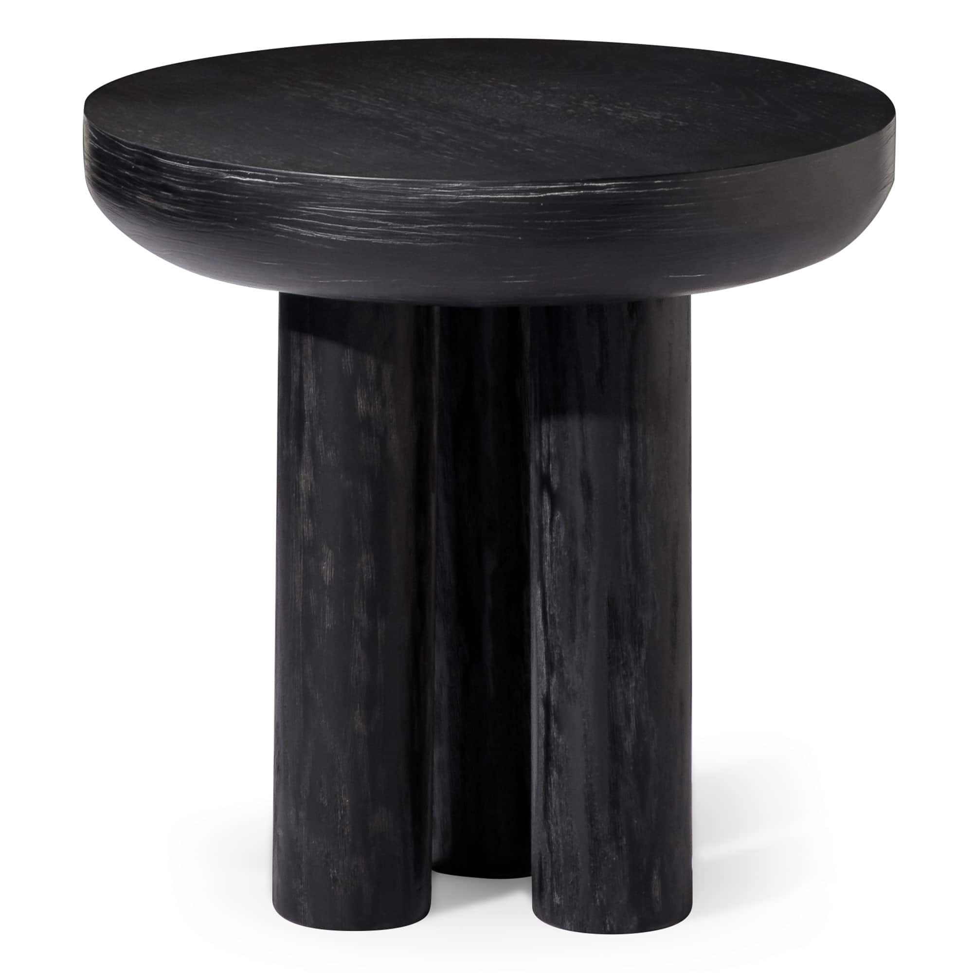 Maven Lane - Owen Rustic 19" Round Wooden Side Table End Table - Aged Black