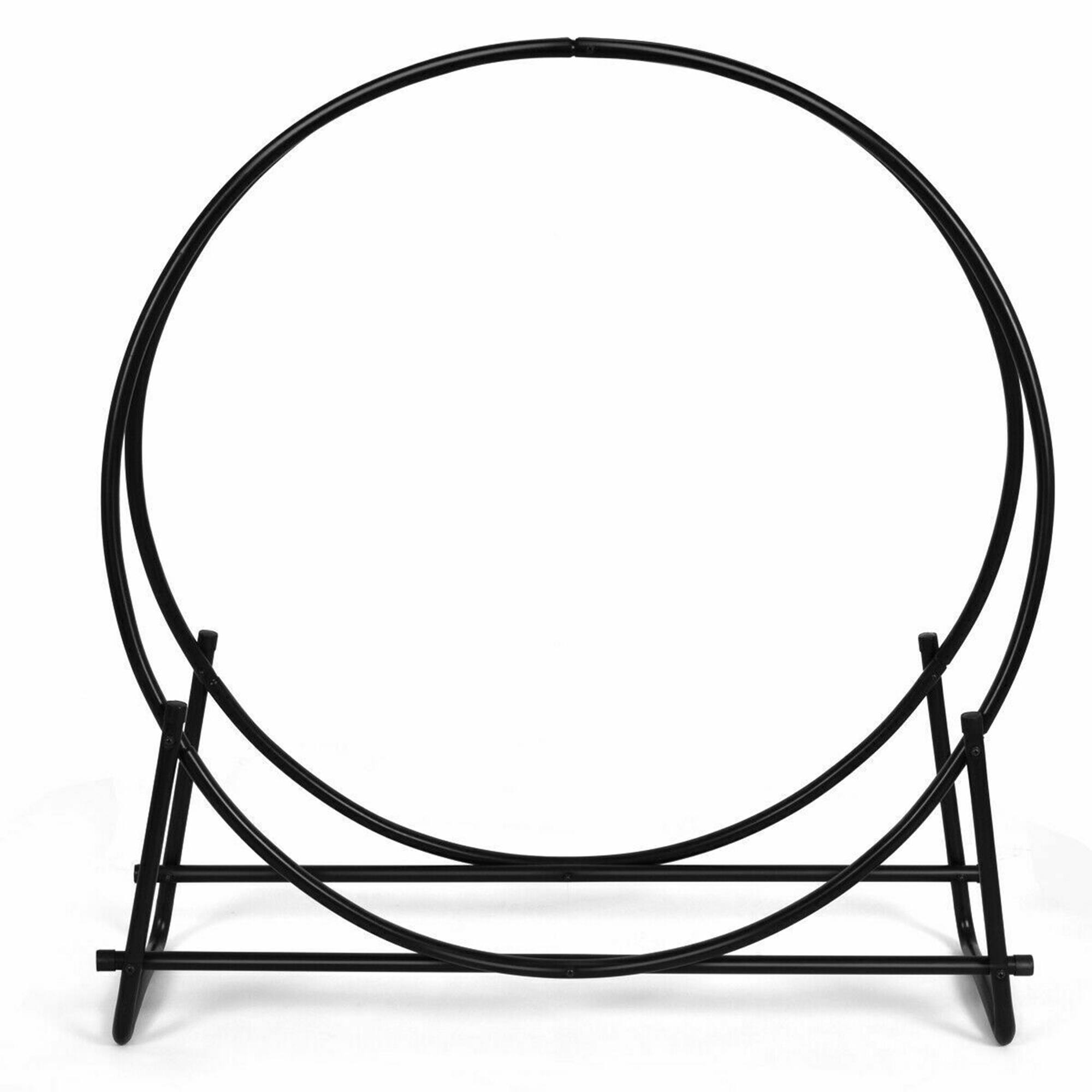 Alt View 4. Gymax - Gymax 40'' Steel Tubular Log Hoop Round Firewood Storage Holder Rack - Black.