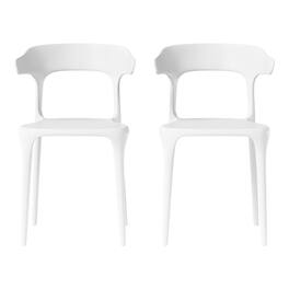 WestinTrends - Playa Modern Stackable Resin Plastic Patio Dining Chair (Set of 2) - White