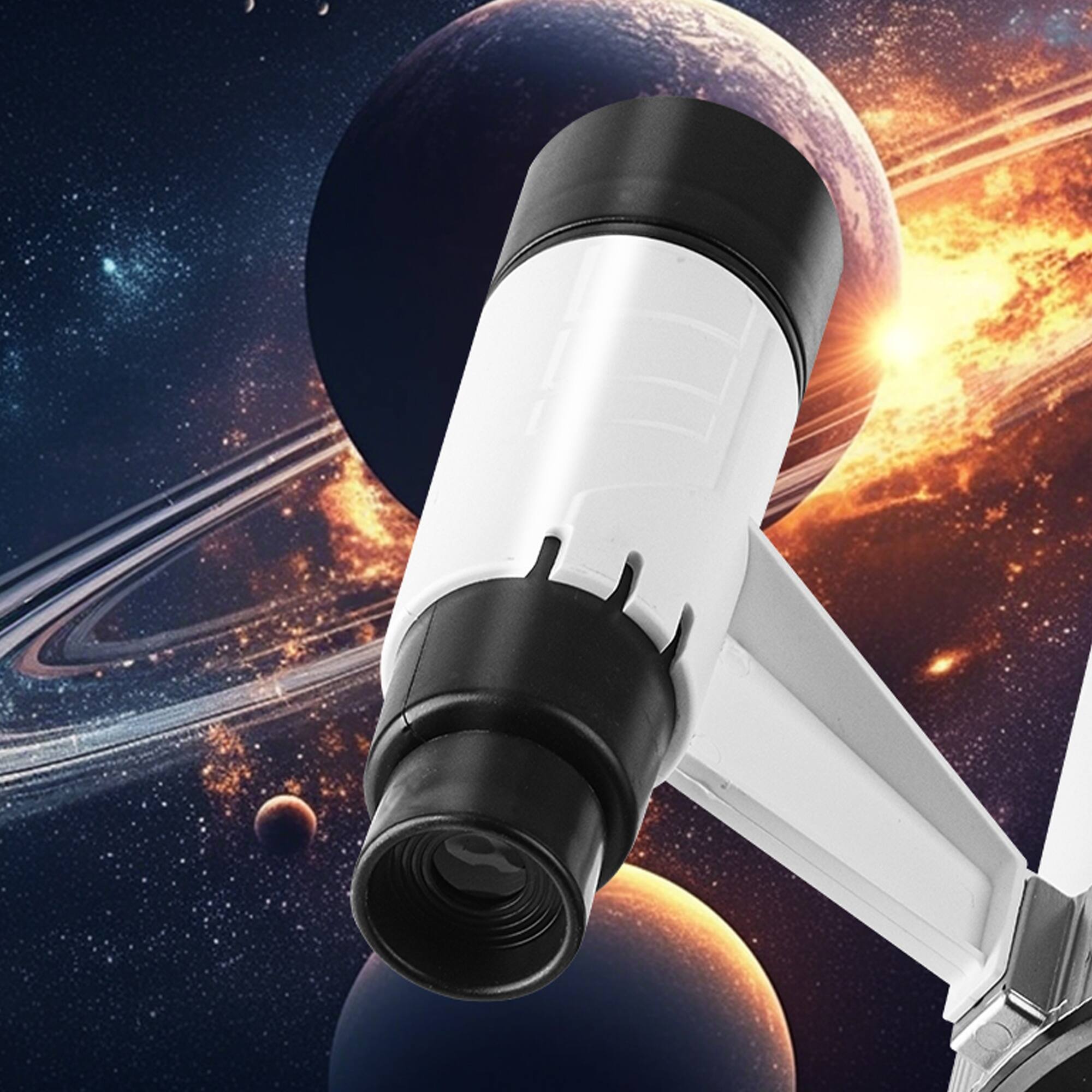 Back. Universalfun - Universalfun 70mm HD Refractor Telescope for Kids & Beginners with Tripod, 3 Eyepieces, Phone Adapter, Ages 8+, White - White.