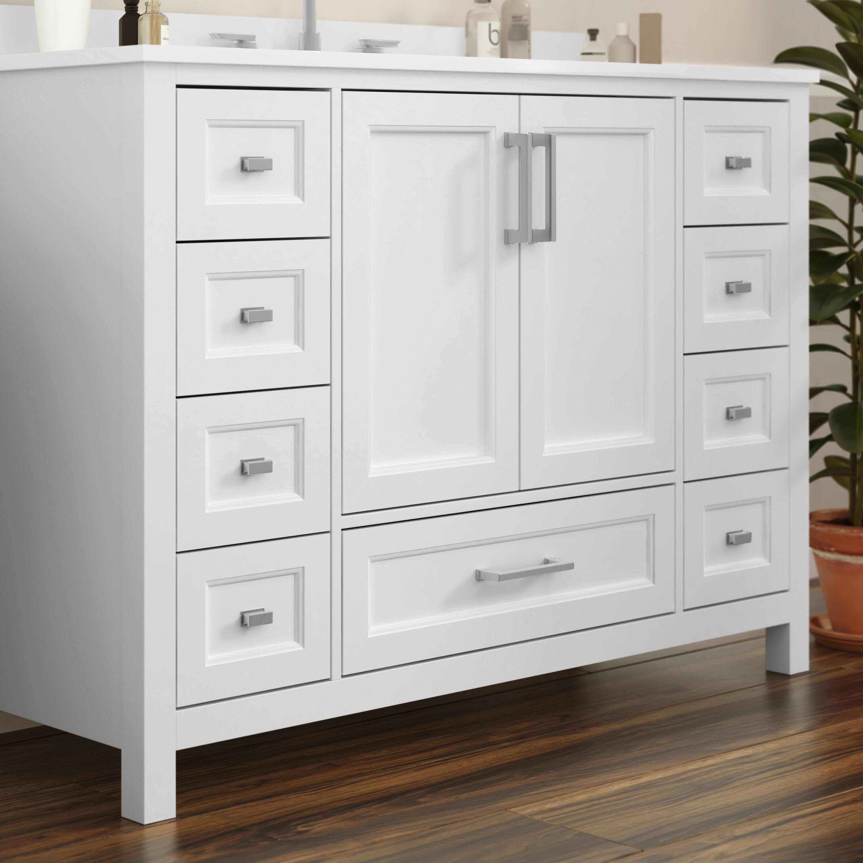 Alt View 3. Flash Furniture - Vega 48 Inch Bathroom Vanity with Sink, Storage Cabinet with Soft Close Doors, and 9 Drawers, Carrara Marble Finish Coun - White.
