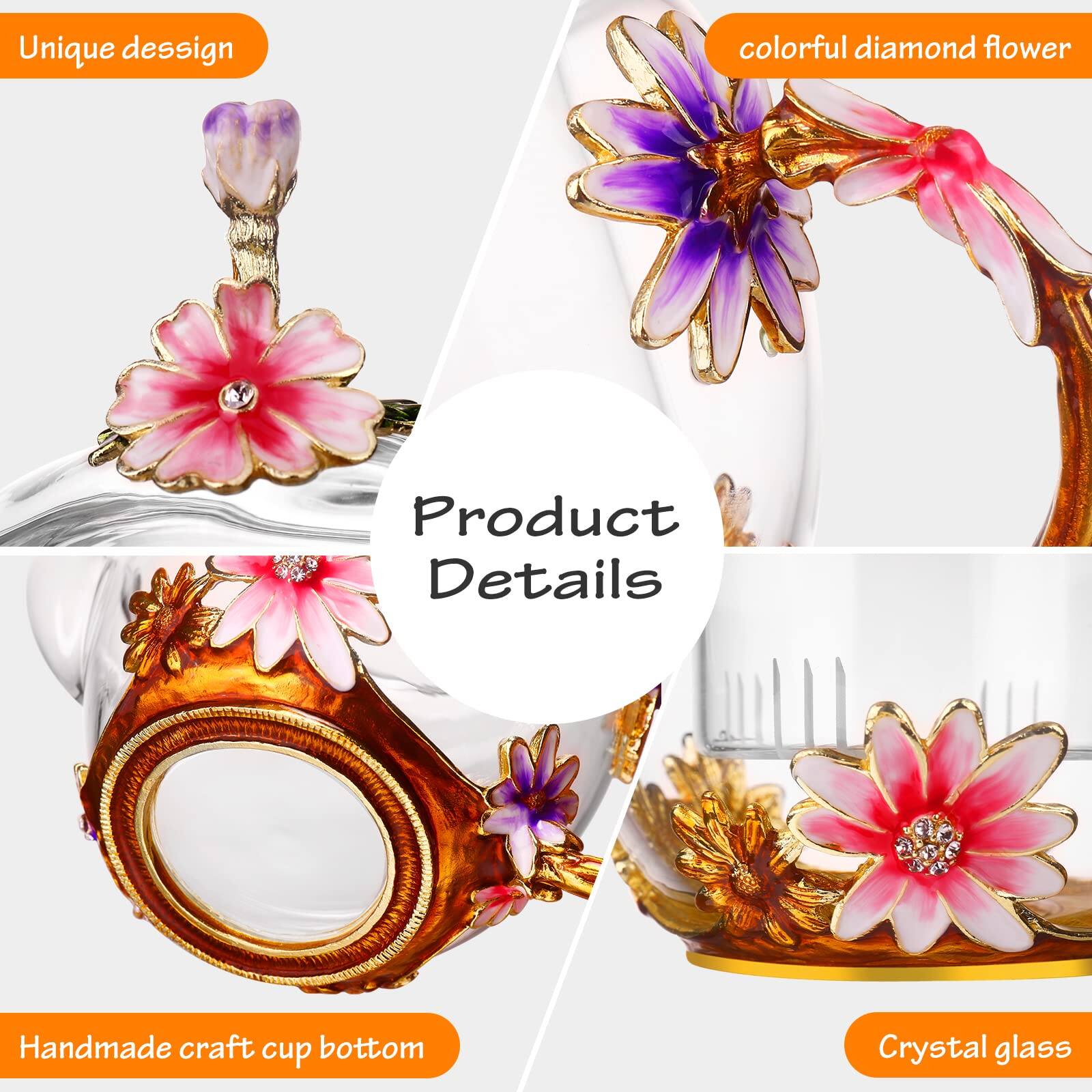 Unique design  
colorful diamond flower  
Handmade craft cup bottom  
Crystal glass  

Product Details