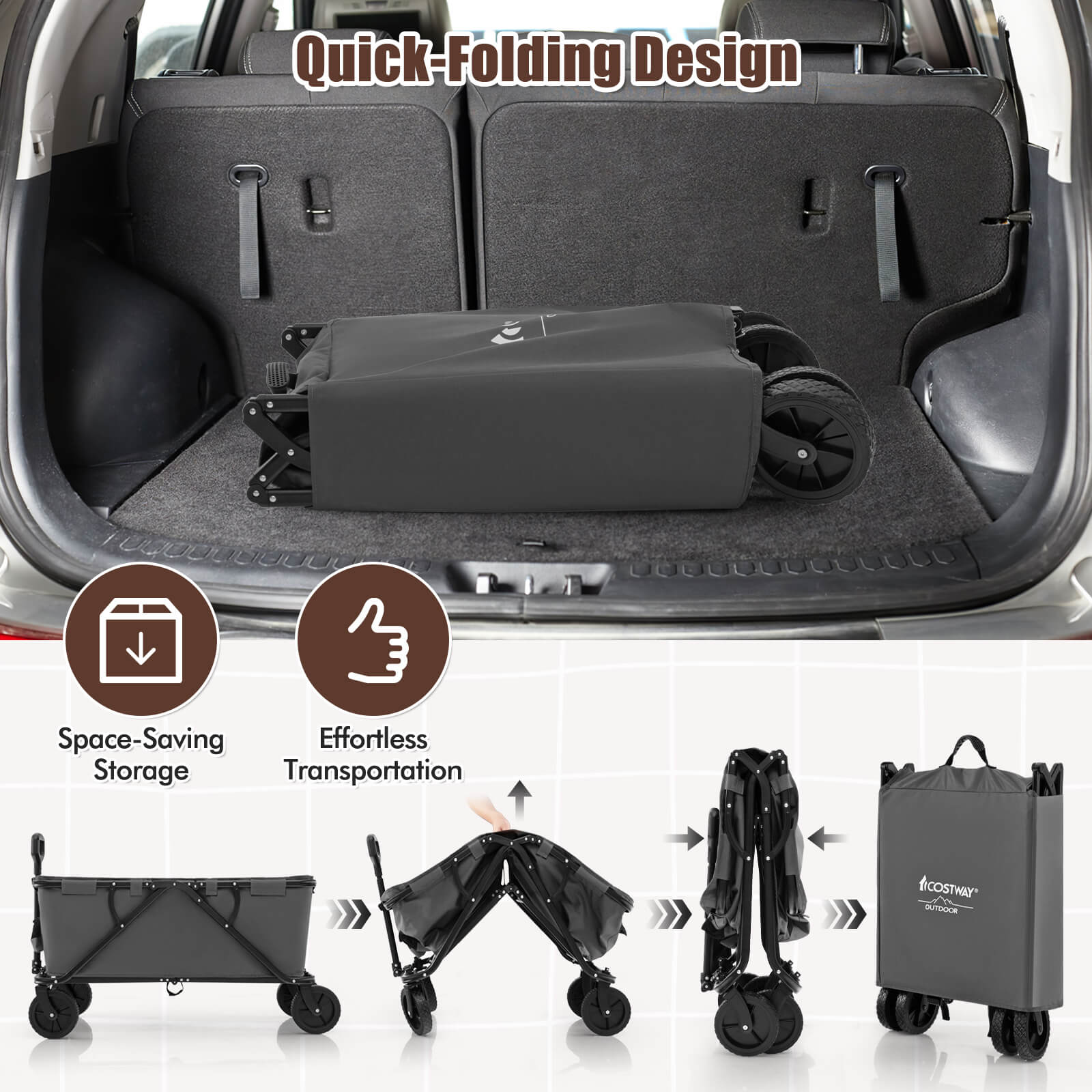 Quick-Folding Design Space-Saving Effortless Storage Transportation