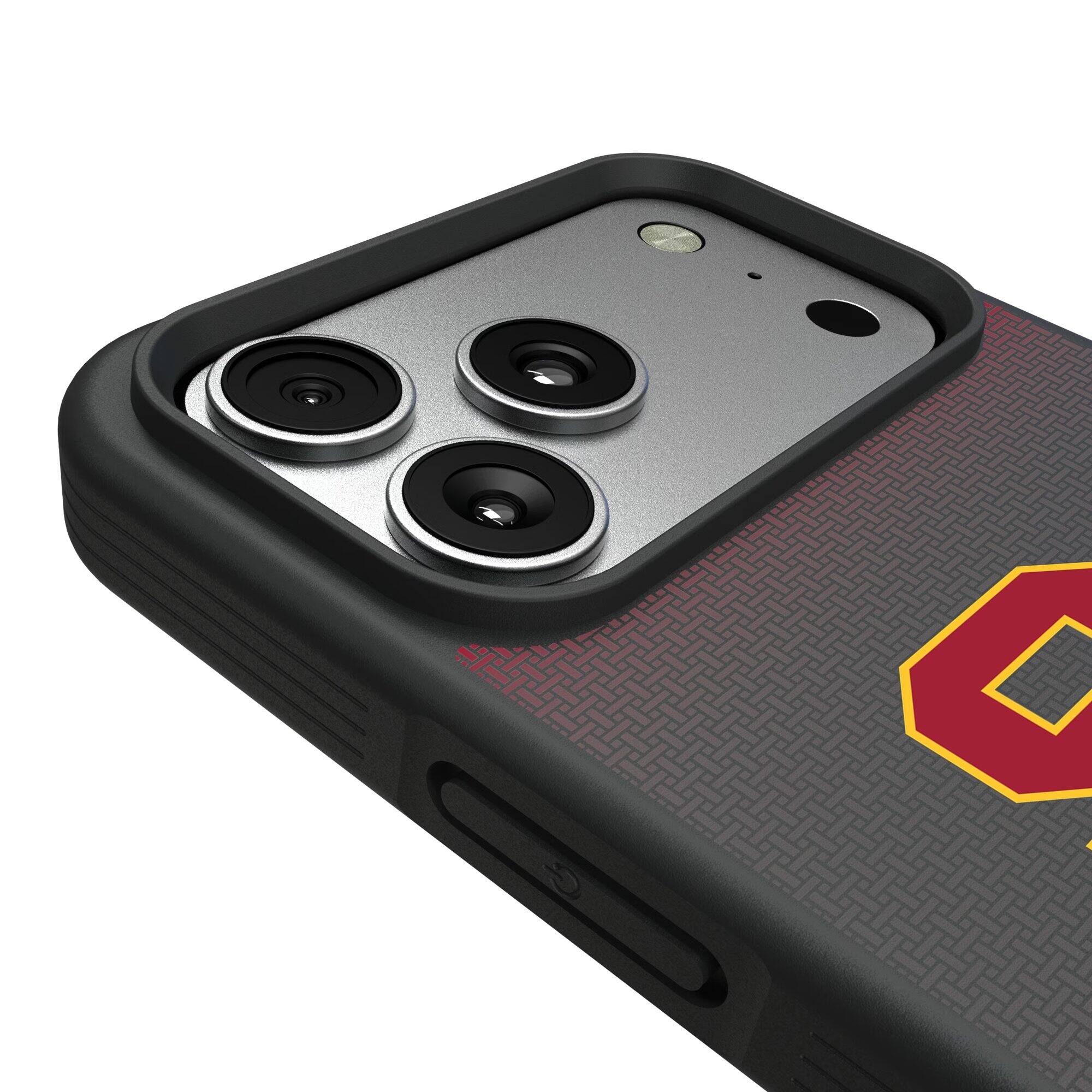 Alt View 2. Keyscaper - USC Trojans Linen Logo iPhone Bump Case - 16 Pro Max - Black.