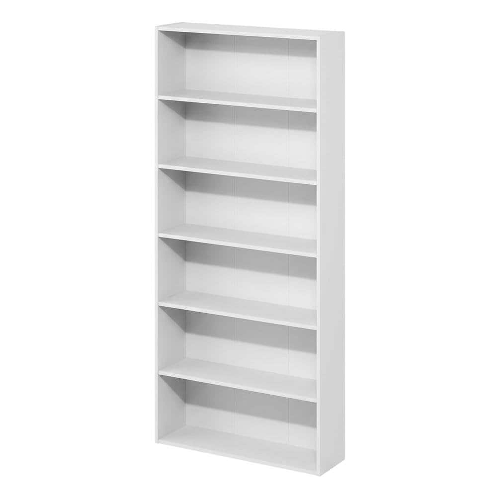 FurniFact - Wooden bookcase with open shelves and modern design suitable for home or office - White