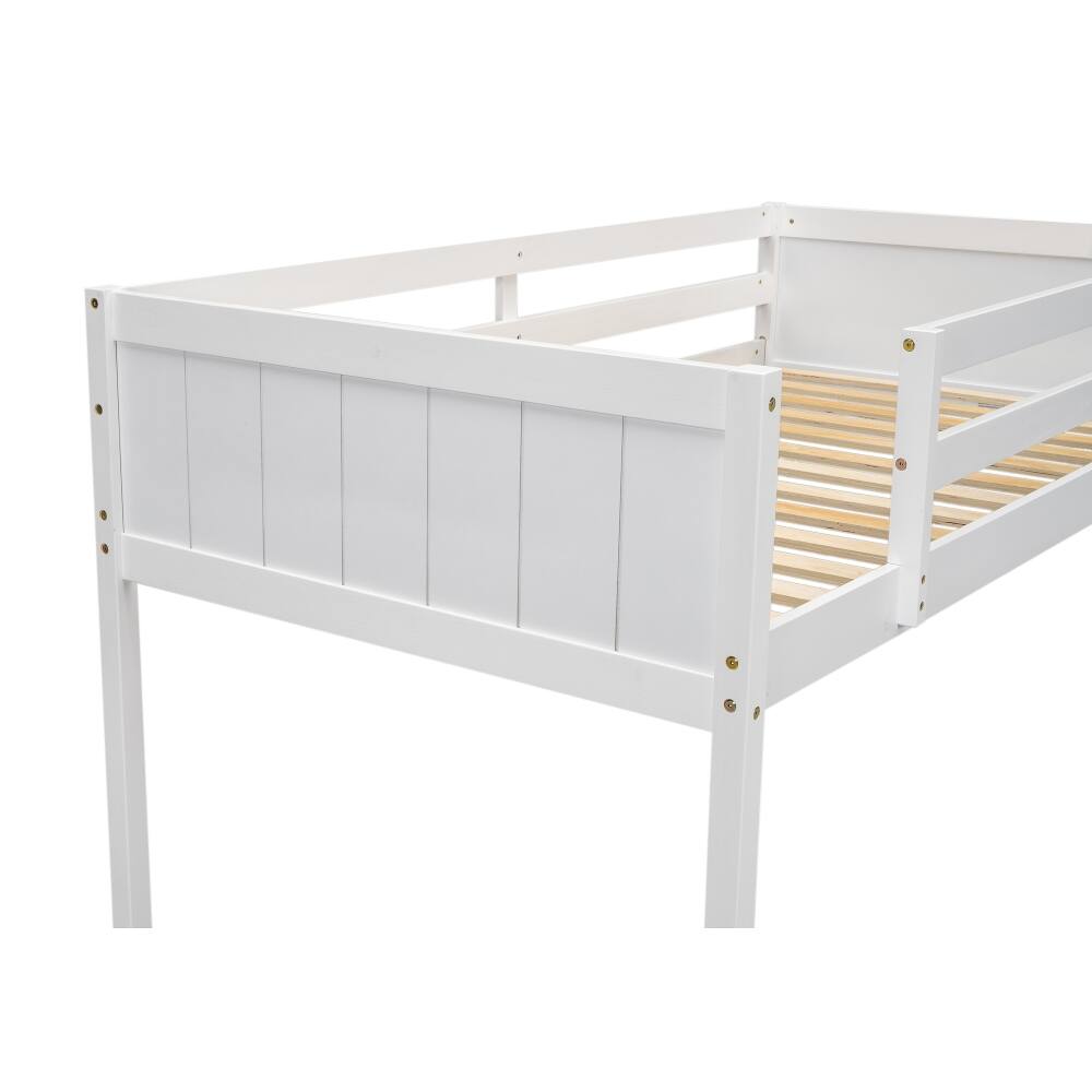 Alt View 10. Loheer - Loheer Twin Low Loft Bed Wood Loft Bed with Ladder White - White.