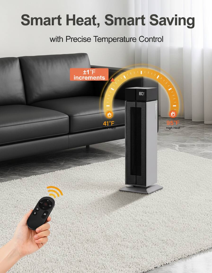 Smart Heat, Smart Saving  
with Precise Temperature Control  

±1°F increments  

41°F  
95°F High Heat