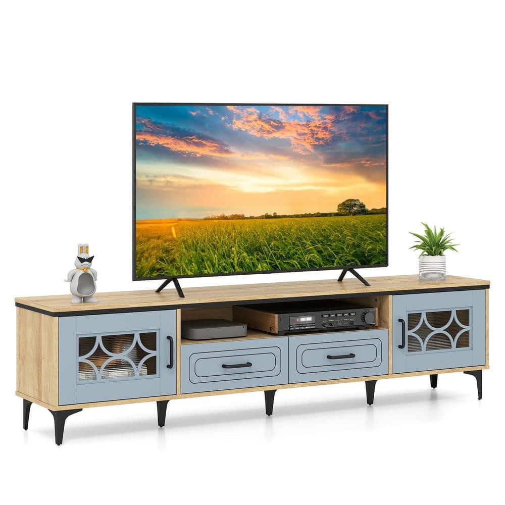 Kadyn - Farmhouse Media Console for 80-Inch TVs with Two Drawers, Oak and Gray - Brown