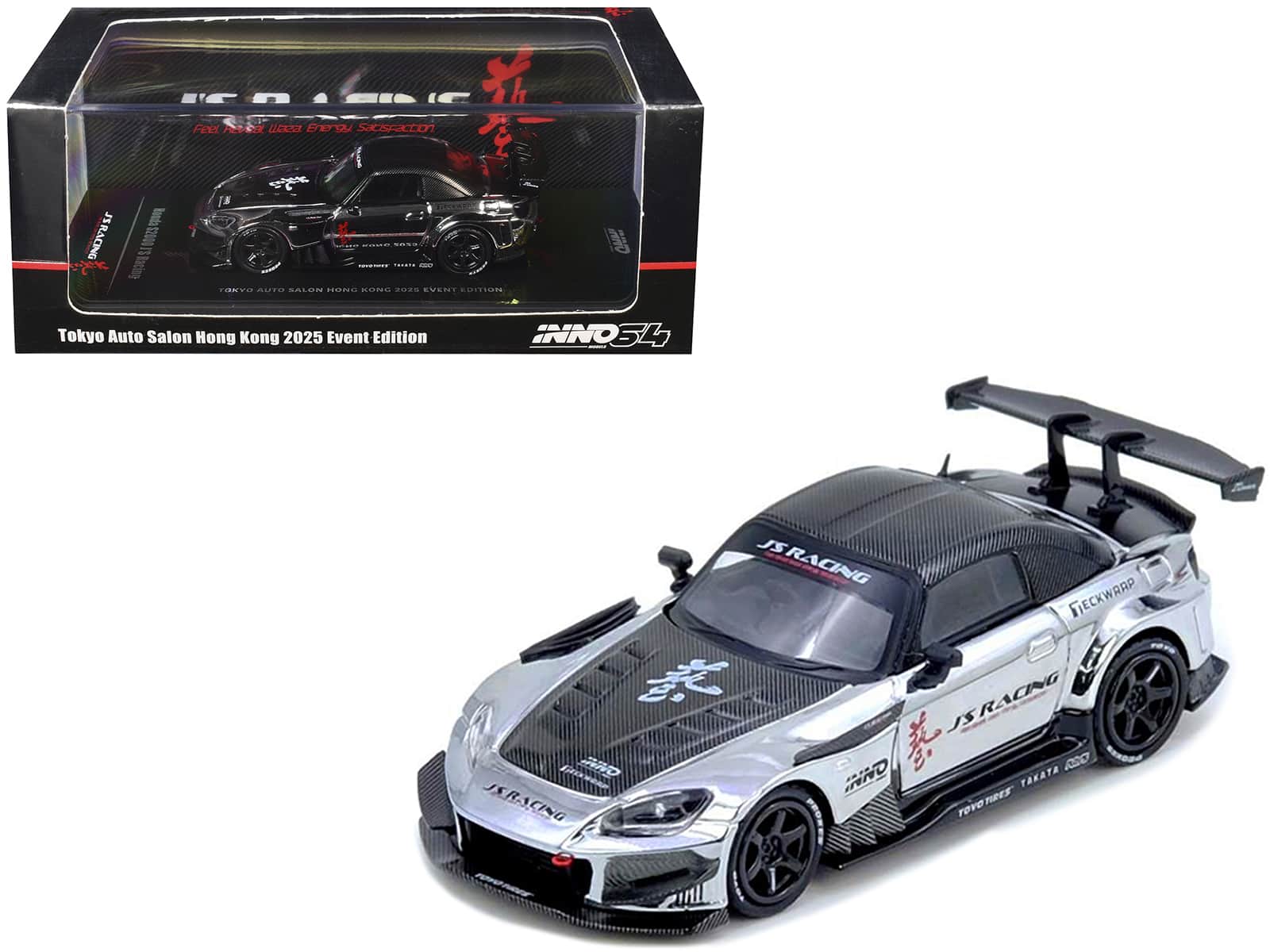 "Honda S2000 RHD ""J's Racing"" Chrome Silver with Carbon Hood and Top with Graphics 1/64 Diecast Model Car by Inno Models" price history on PriceWatchPro
