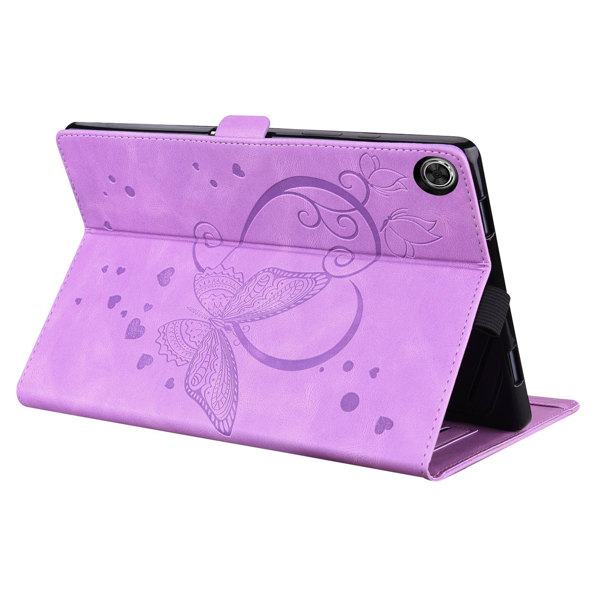 Alt View 3. Dteck - For Samsung Galaxy Tab A11+/A9+ 11'' PU Leather Embossed Butterfly Folio Case with Card Holder Flip Stand Cover - Purple.