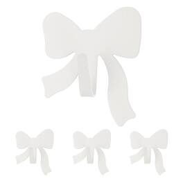 Unique Bargains - 4pcs Bow Decorative Metal Self-Adhesive Wall Hooks Heavy Duty for Bathroom Kitchen Home Office Hanging Keys Coats - White