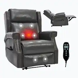 Akoasm - Manual Massage Chair Recliner Chair in Faux Leather with Heavy Duty Motion Mechanism with 3 Massage Modes-Grey - Gray