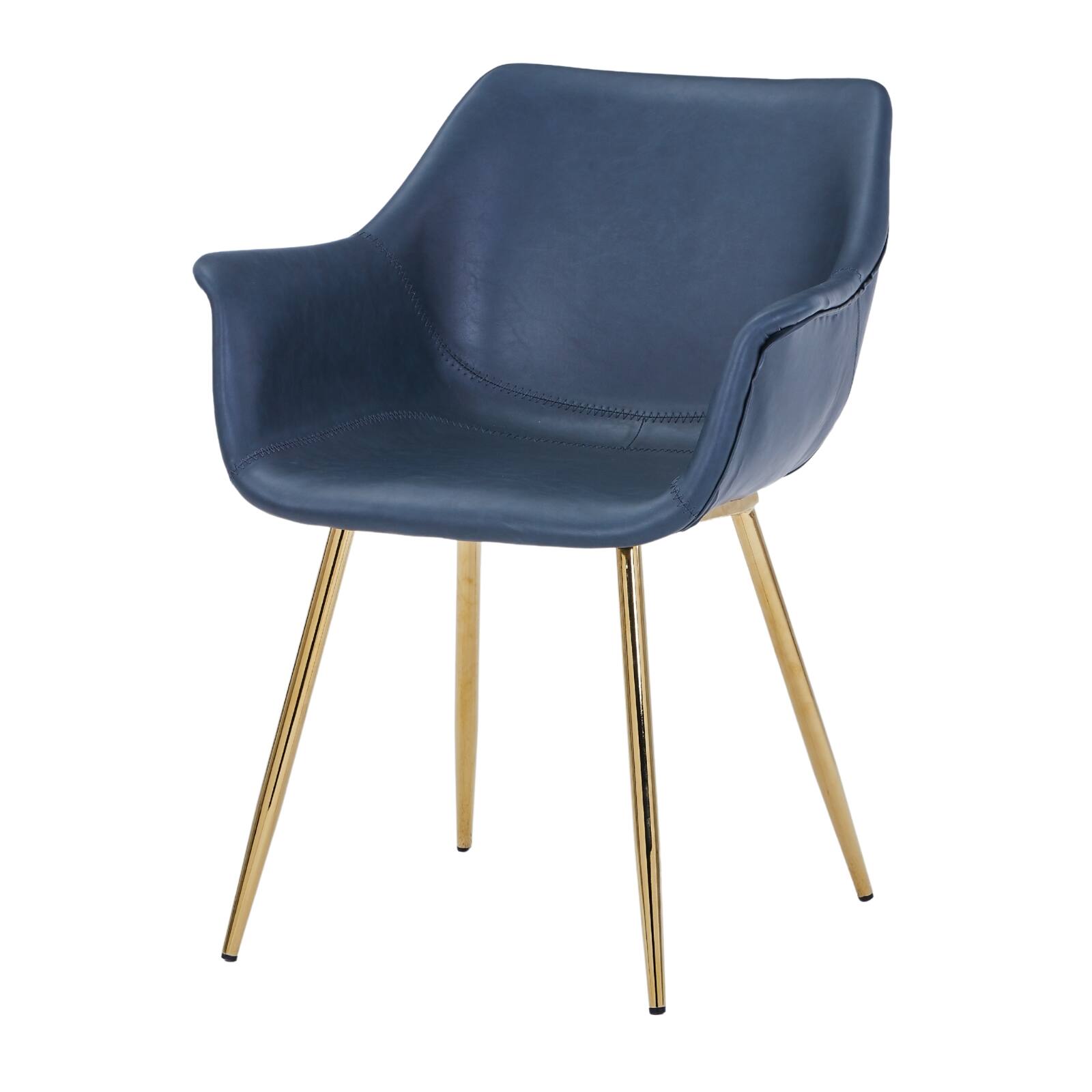 Alt View 6. LeisureMod - Markley 4-PCS Modern Distressed Leather Upholstered Dining Chair, Ergonomic Metal Frame Kitchen End Accent Chair - Peacock Blue.