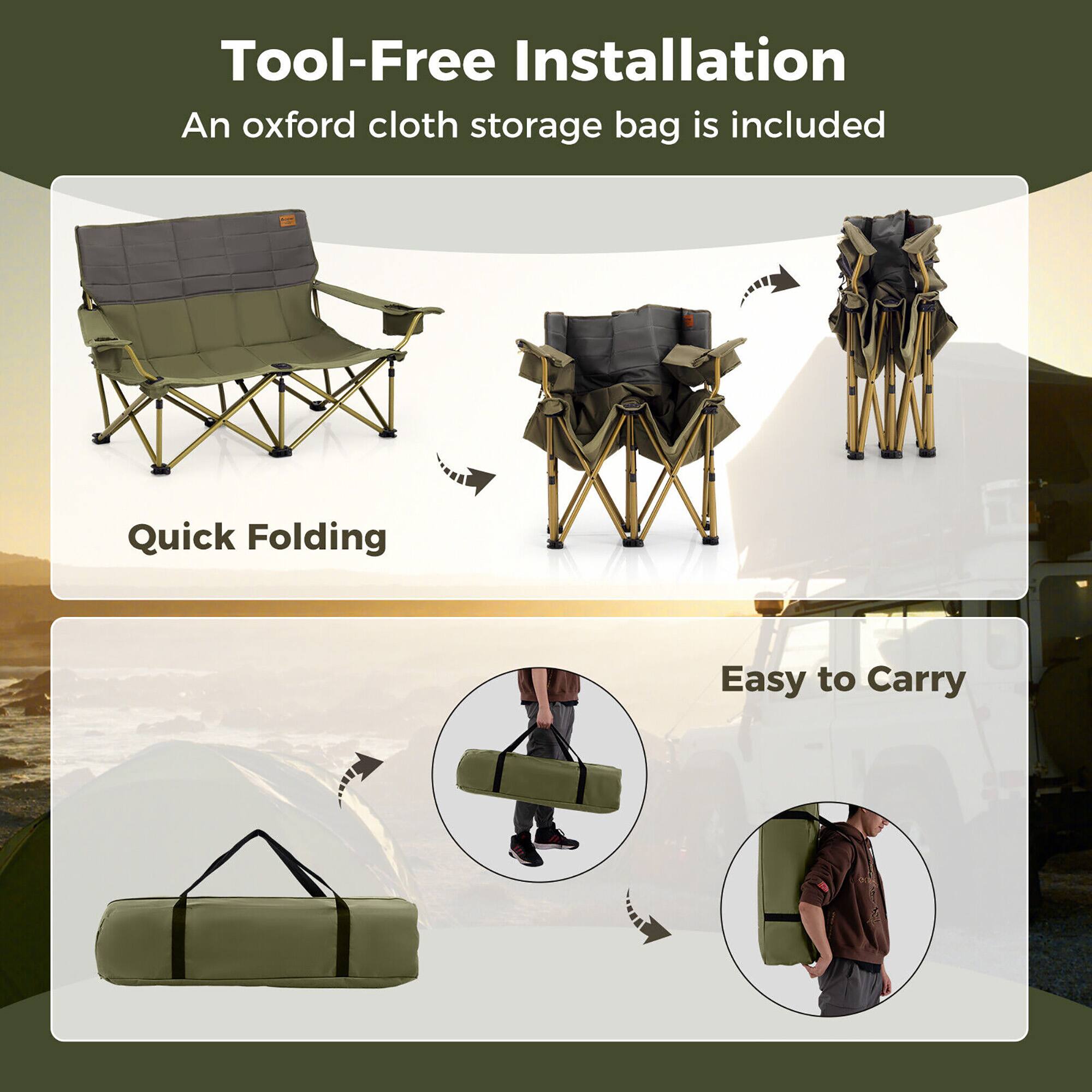 Tool-Free Installation  
An oxford cloth storage bag is included  

Quick Folding  

Easy to Carry