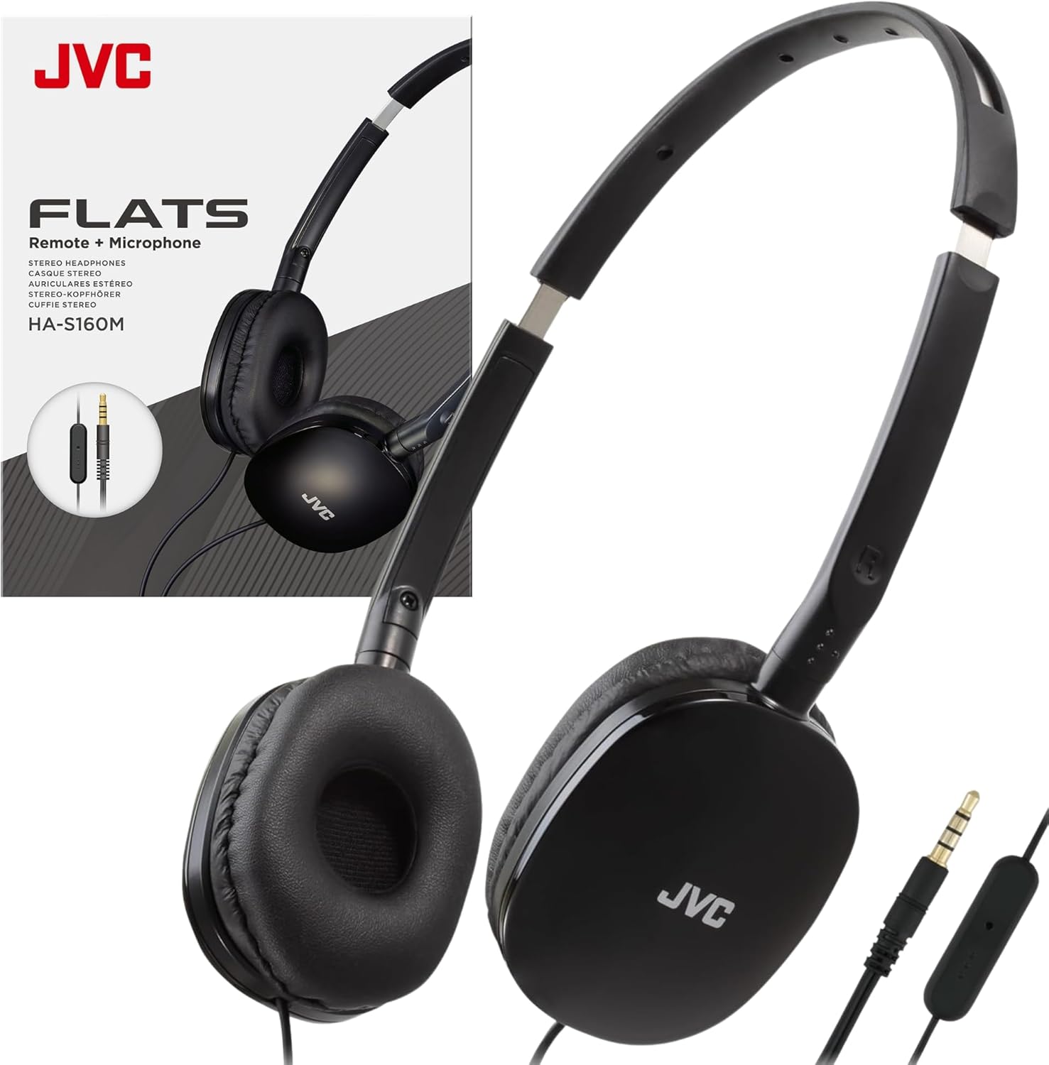 JVC FLATS  
Remote + Microphone  
STEREO HEADPHONES  
CASQUE STEREO  
CABEZA ESTEREO  
STEREO-KOPFHÖRER  
CUFFIE STEREO  
HA-S160M