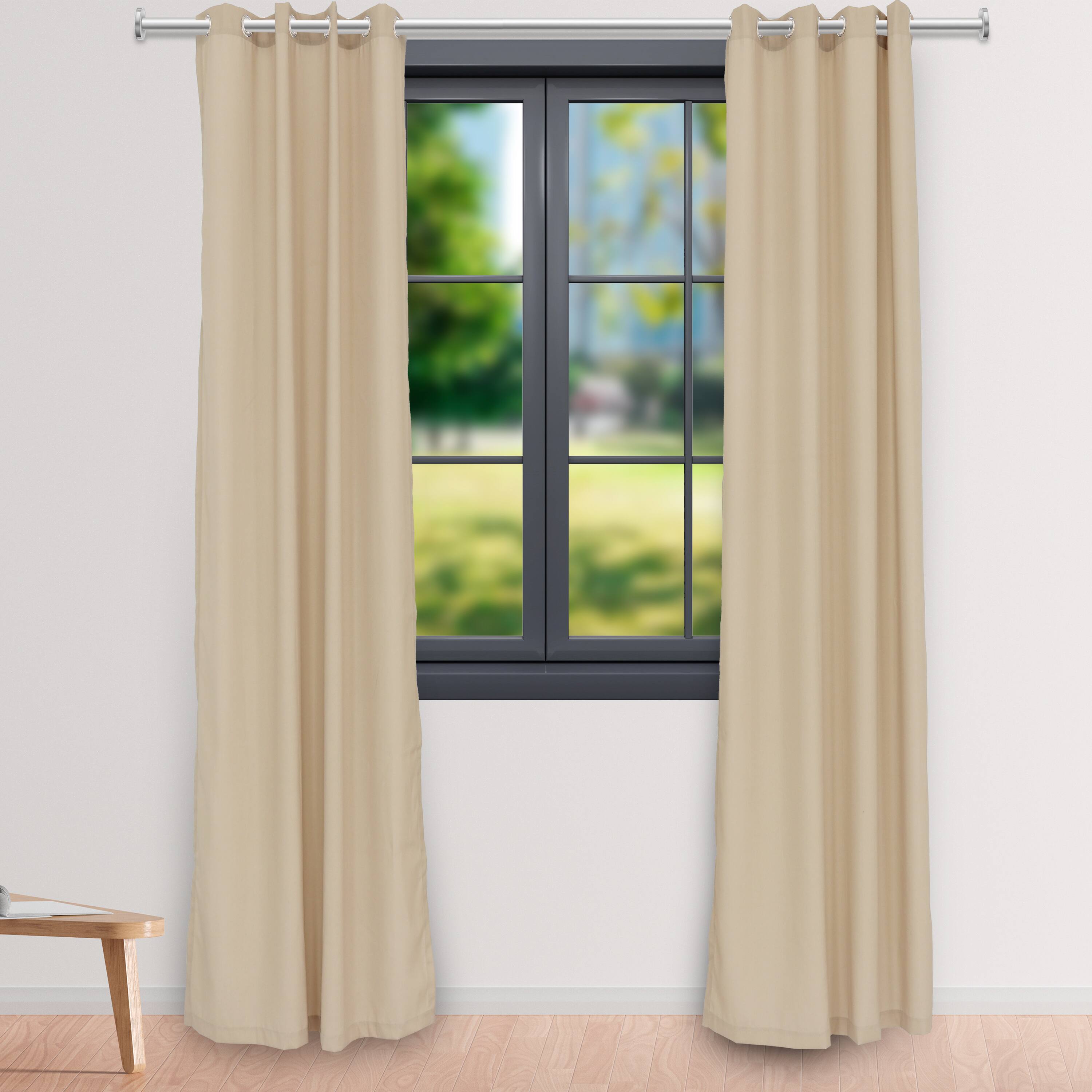 Alt View 5. Sunnydaze - Outdoor Curtain Panel - 52 in x 120 in - Set of 2 - Beige.