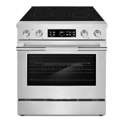Front. COSMO - COS-RES304SS 30 in. Stellar Collection 4.6 cu. ft. Electric Range, 4 Burner Ceramic Glass Cooktop, Convection Oven - Stainless Steel.